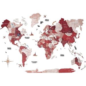 Enjoy The Wood Colored World Map Wood Wall Art With Rivers & Lakes 3D Wall Art Home Decor – Wooden Travel Map Housewarming Gift Idea – World Map Decorations for Home (Dune, S)(Volcano)
