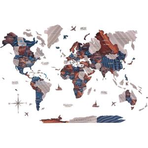 Enjoy The Wood Colored World Map Wood Wall Art With Rivers & Lakes 3D Wall Art Home Decor – Wooden Travel Map Housewarming Gift Idea – World Map Decorations for Home (Dune, S)(Dune)