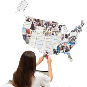 Enjoy The Wood Mark Your Travels USA Photo Map – 50 States Travel Map Places I’ve Been Visited Places – US States Tracker – Wood Wall Art For Home & Kitchen or Office (Physical)(Pastel)