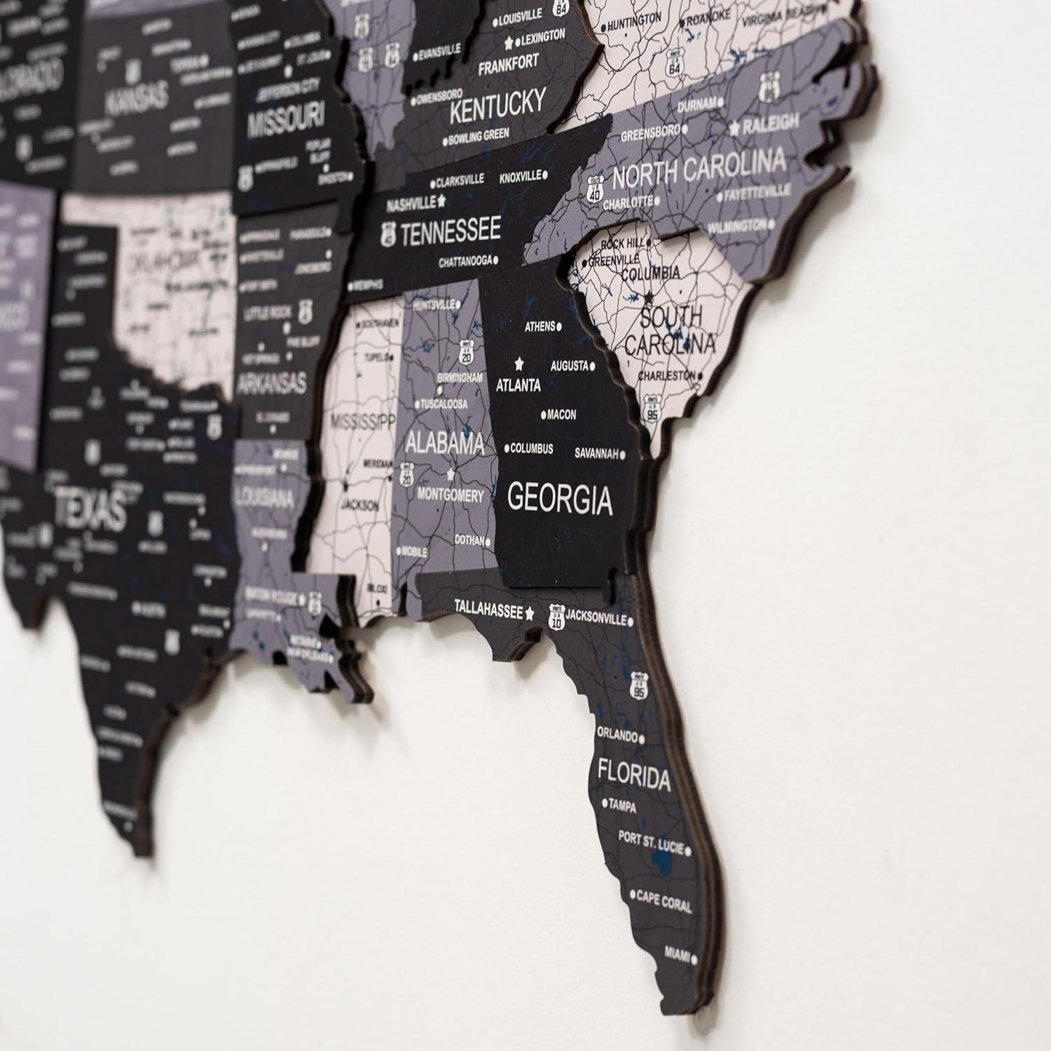 image:imageENJOY THE WOOD Wooden USA Map Visited Places 3D US States Map Travel Tracker Wooden Map Wall Decor Mark Your Travels Map Wood Wall Art For Home amp Kitchen or Office With Roads SmallNordic