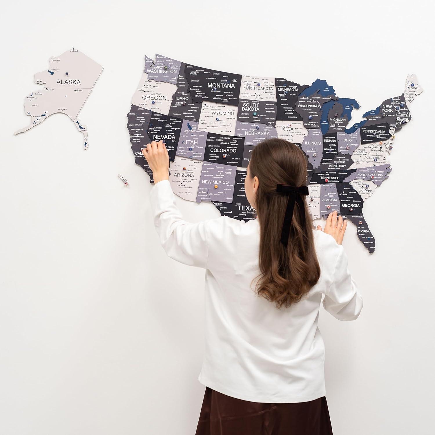 image:imageENJOY THE WOOD Wooden USA Map Visited Places 3D US States Map Travel Tracker Wooden Map Wall Decor Mark Your Travels Map Wood Wall Art For Home amp Kitchen or Office With Roads SmallNordic