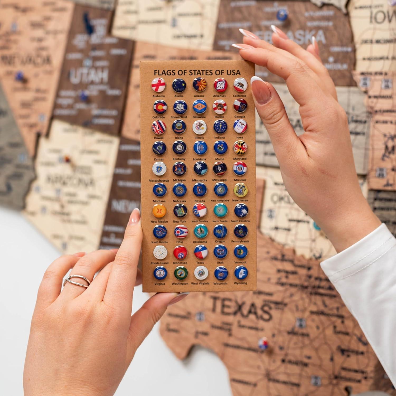 image:imageENJOY THE WOOD Wooden USA Map Visited Places 3D US States Map Travel Tracker Wooden Map Wall Decor Mark Your Travels Map Wood Wall Art For Home amp Kitchen or Office With Roads SmallSmokey