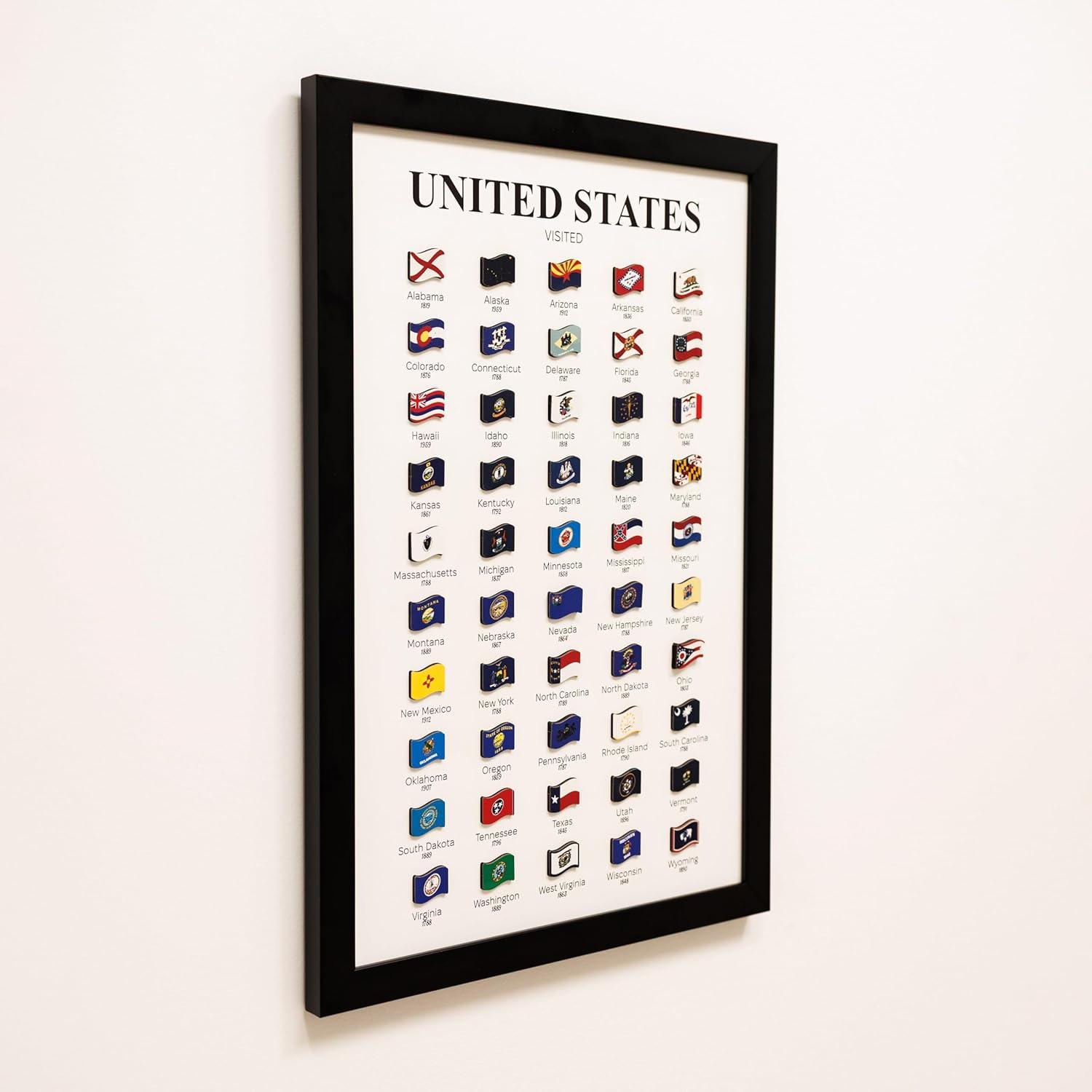 image:imageEnjoy The Wood Personalized Wooden Travel Tracker Posters USA National Parks States amp World Travel Designs Framed Wall Art with Pins Gifts for Travelers World Countries Black 118x177 inBlack
