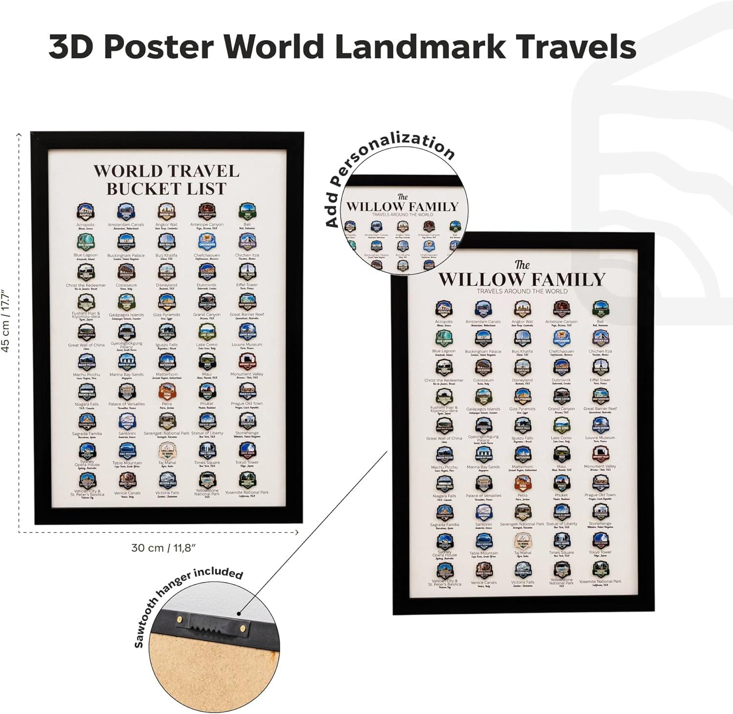 image:imageEnjoy The Wood Personalized Wooden Travel Tracker Posters USA National Parks States amp World Travel Designs Framed Wall Art with Pins Gifts for Travelers World Countries Black 118x177 inBlack