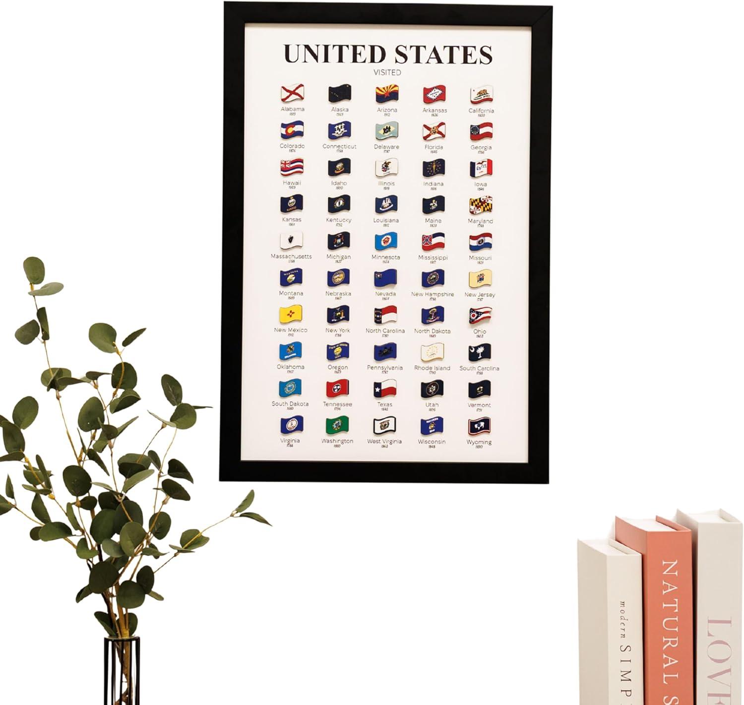image:imageEnjoy The Wood Personalized Wooden Travel Tracker Posters USA National Parks States amp World Travel Designs Framed Wall Art with Pins Gifts for Travelers World Countries Black 118x177 inBlack