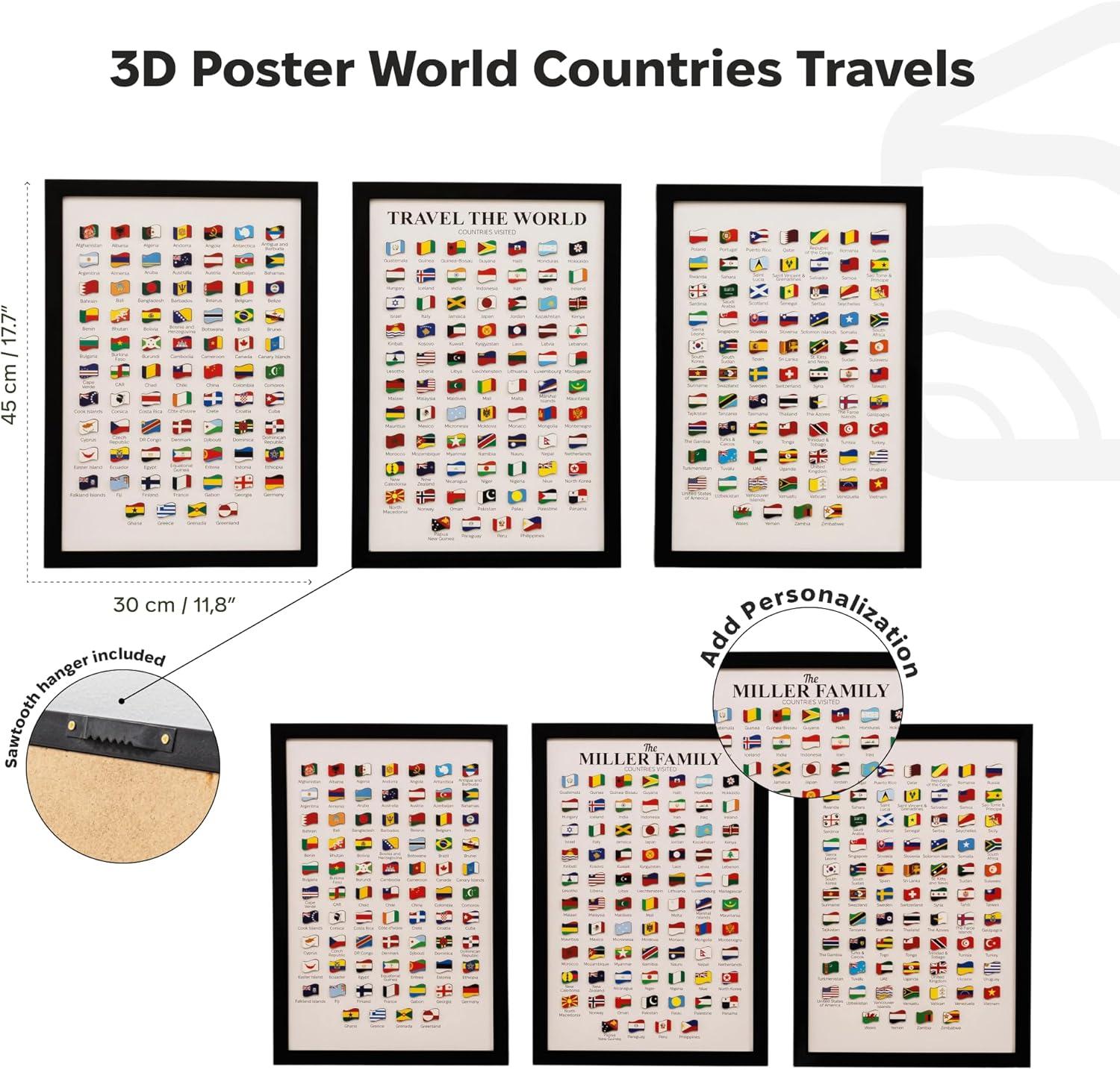 image:imageEnjoy The Wood Personalized Wooden Travel Tracker Posters USA National Parks States amp World Travel Designs Framed Wall Art with Pins Gifts for Travelers World Countries Black 118x177 inBlack