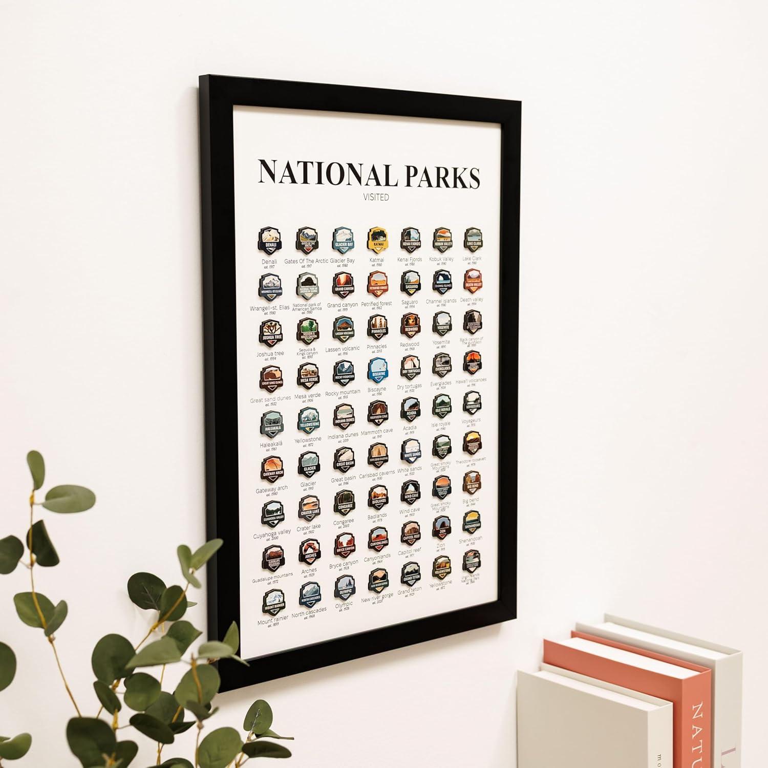 image:imageEnjoy The Wood Personalized Wooden Travel Tracker Posters USA National Parks States amp World Travel Designs Framed Wall Art with Pins Gifts for Travelers World Countries Black 118x177 inBlack