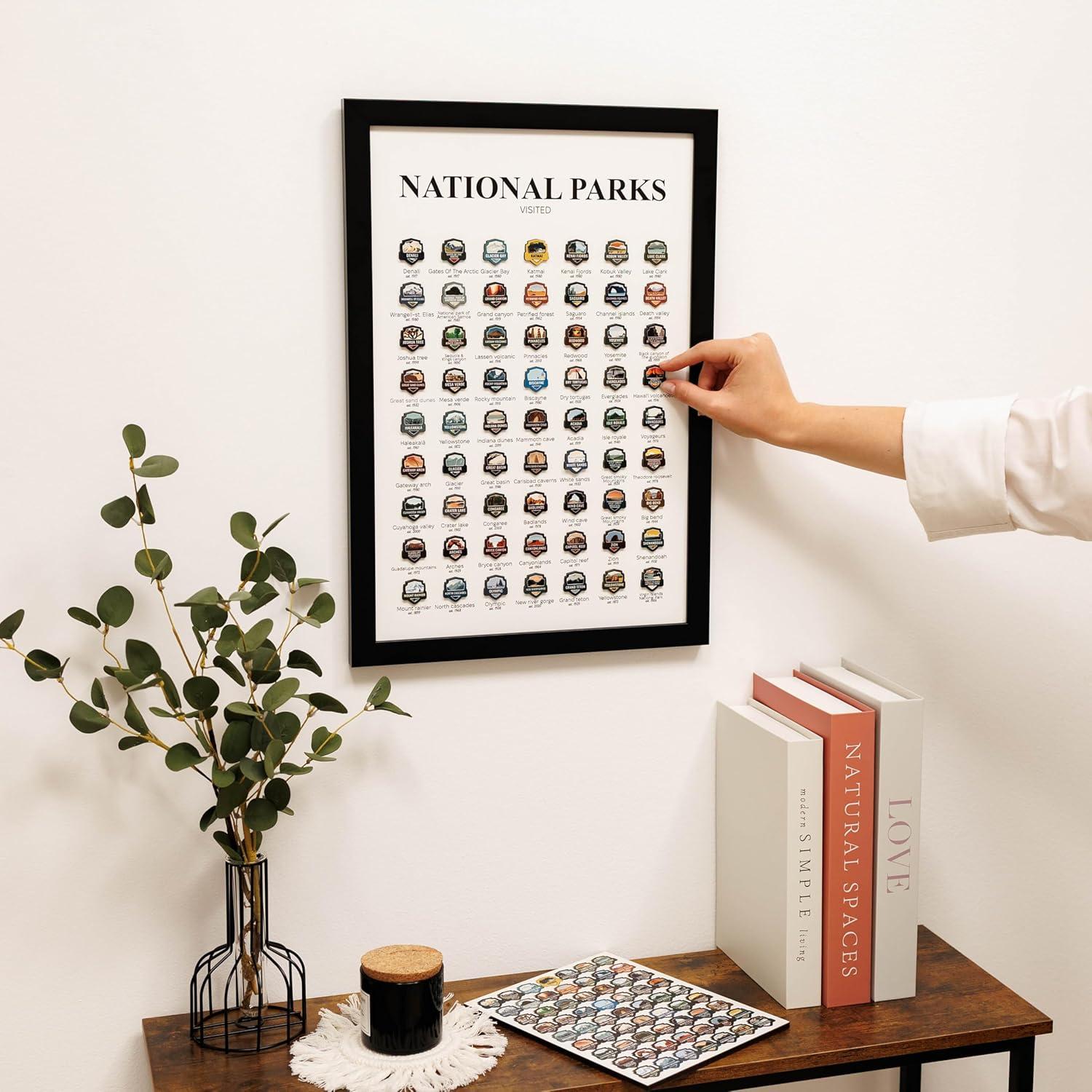 image:imageEnjoy The Wood Personalized Wooden Travel Tracker Posters USA National Parks States amp World Travel Designs Framed Wall Art with Pins Gifts for Travelers World Countries Black 118x177 inBlack