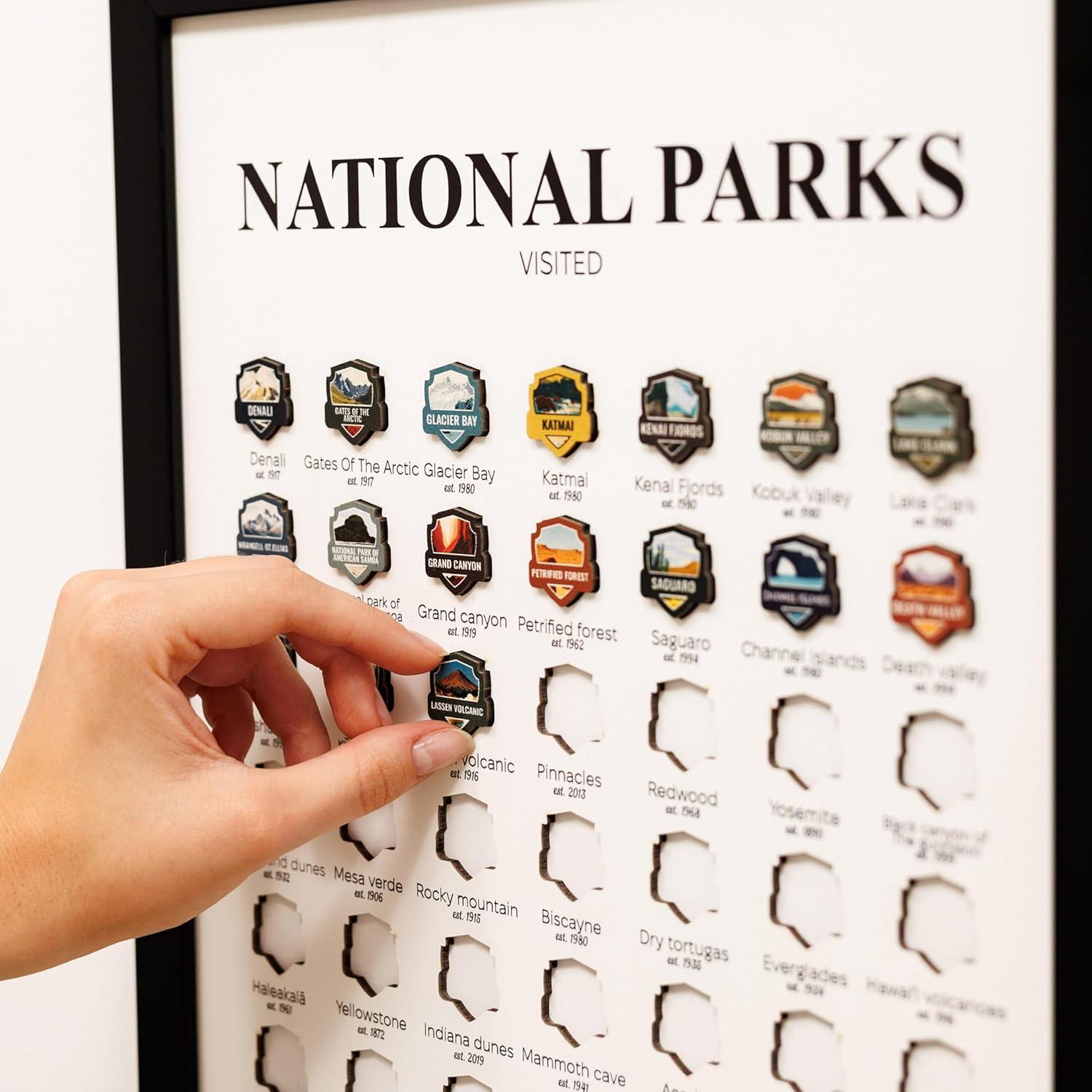 image:imageEnjoy The Wood Personalized Wooden Travel Tracker Posters USA National Parks States amp World Travel Designs Framed Wall Art with Pins Gifts for Travelers World Countries Black 118x177 inBlack