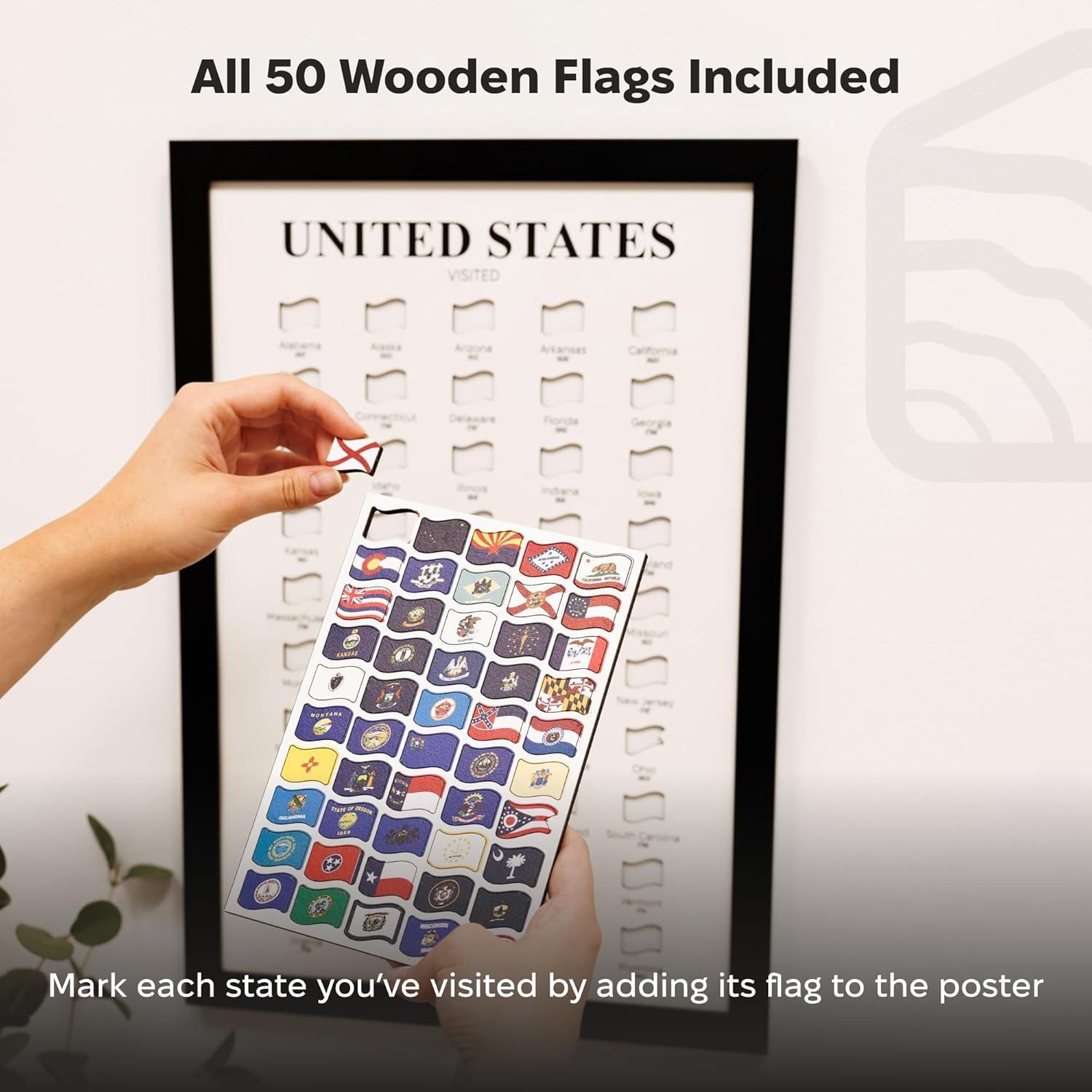 image:imageEnjoy The Wood Personalized Wooden Travel Tracker Posters USA National Parks States amp World Travel Designs Framed Wall Art with Pins Gifts for Travelers World Countries Black 118x177 inBlack