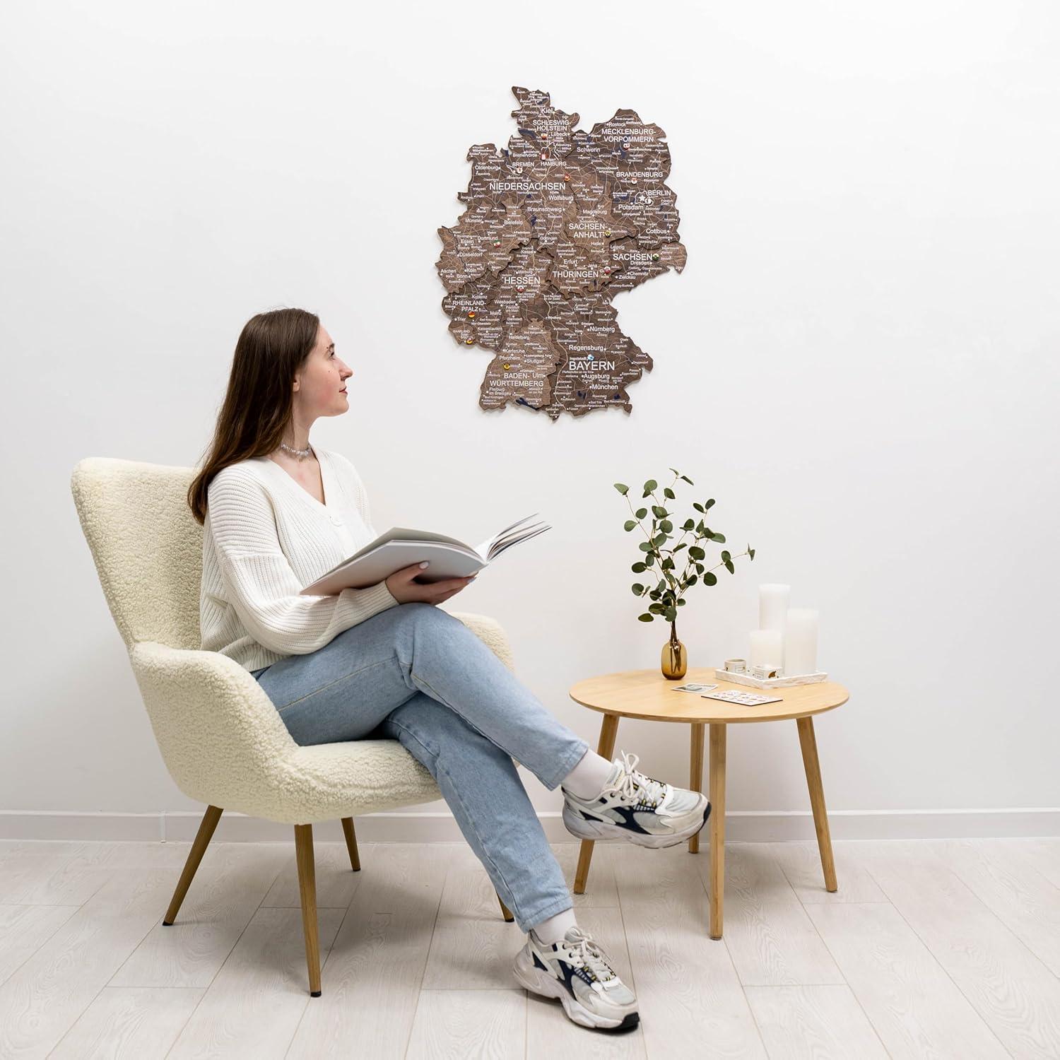 image:imageEnjoy The Wood 3D Wood Germany Map Wall Art Large Wall Dcor Deutschland Travel Map Any Occasion Gift Idea Wall Art For Home amp Kitchen or Office Small TerraDark Walnut