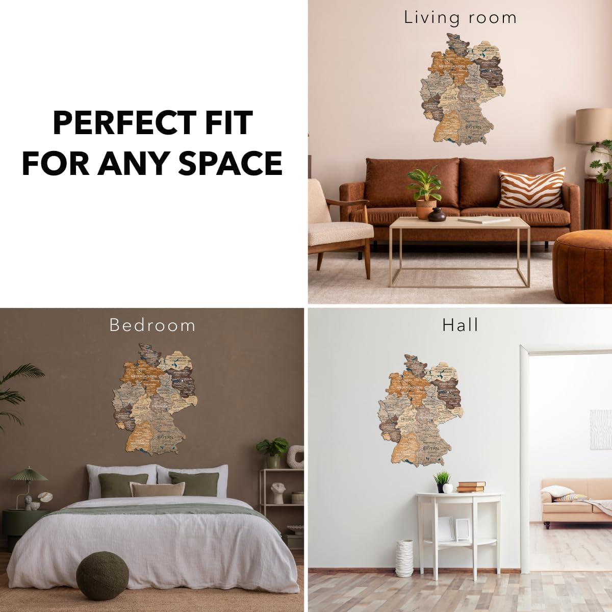 image:imageEnjoy The Wood 3D Wood Germany Map Wall Art Large Wall Dcor Deutschland Travel Map Any Occasion Gift Idea Wall Art For Home amp Kitchen or Office Small TerraMulticolor