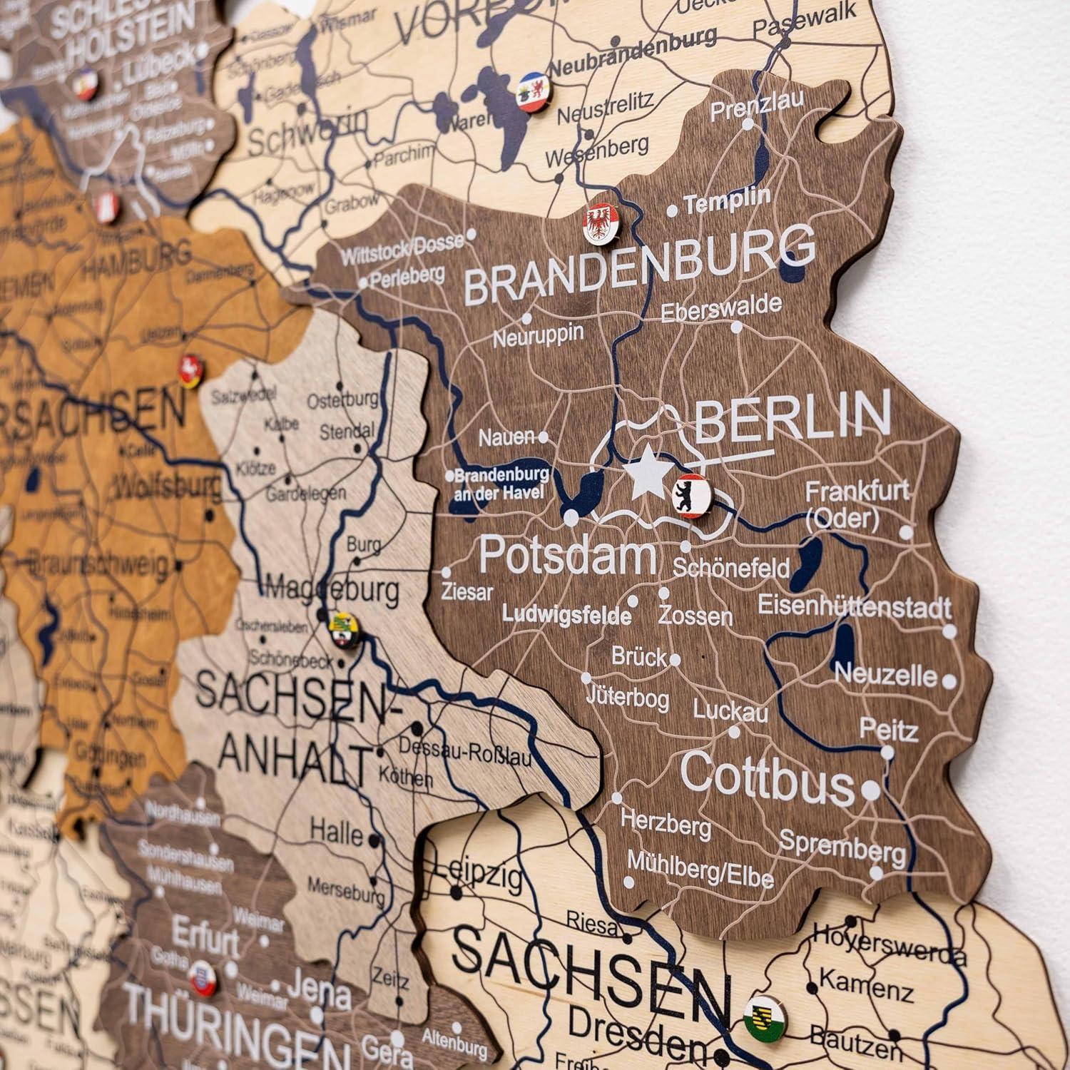 image:imageEnjoy The Wood 3D Wood Germany Map Wall Art Large Wall Dcor Deutschland Travel Map Any Occasion Gift Idea Wall Art For Home amp Kitchen or Office Small TerraMulticolor