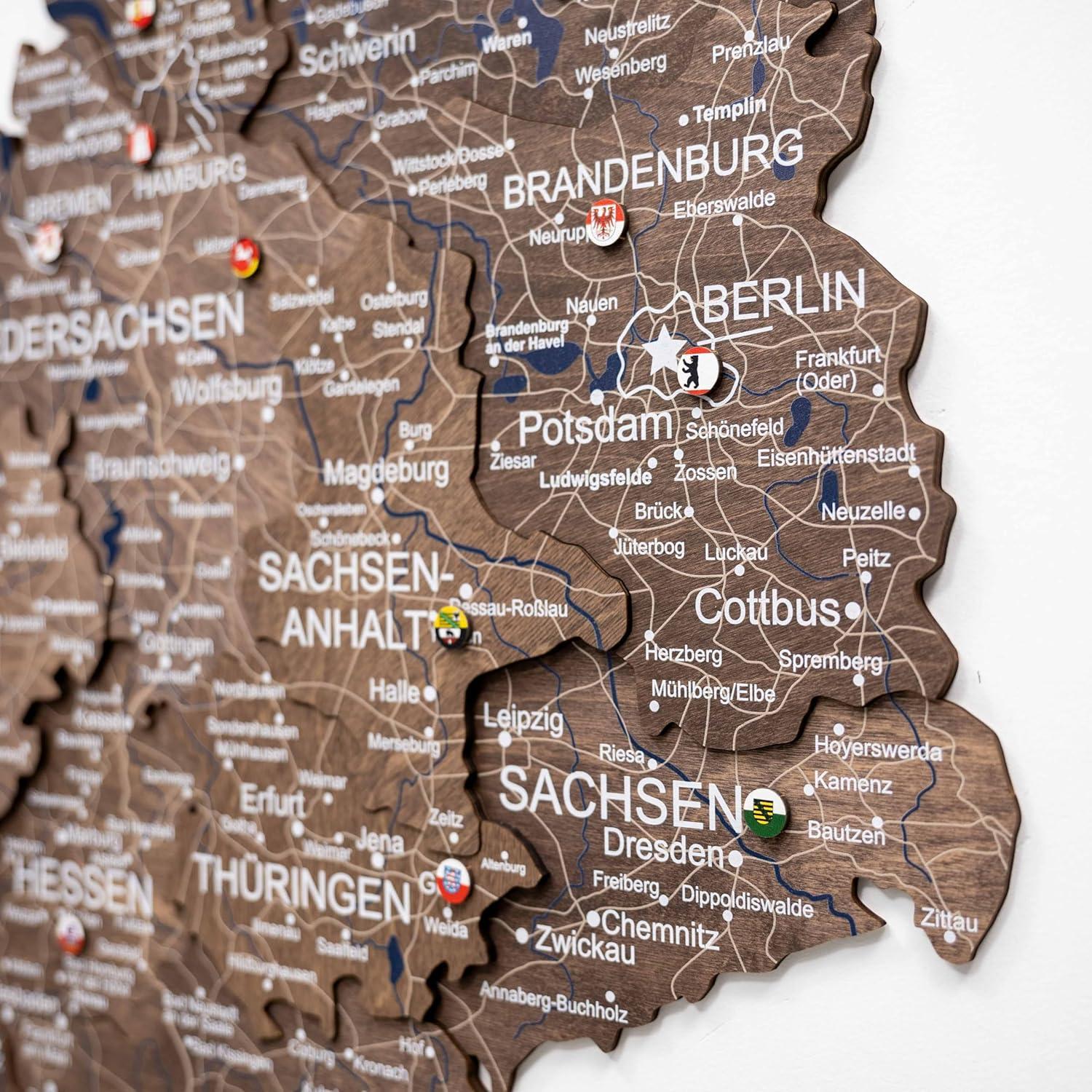 image:imageEnjoy The Wood 3D Wood Germany Map Wall Art Large Wall Dcor Deutschland Travel Map Any Occasion Gift Idea Wall Art For Home amp Kitchen or Office Small TerraDark Walnut