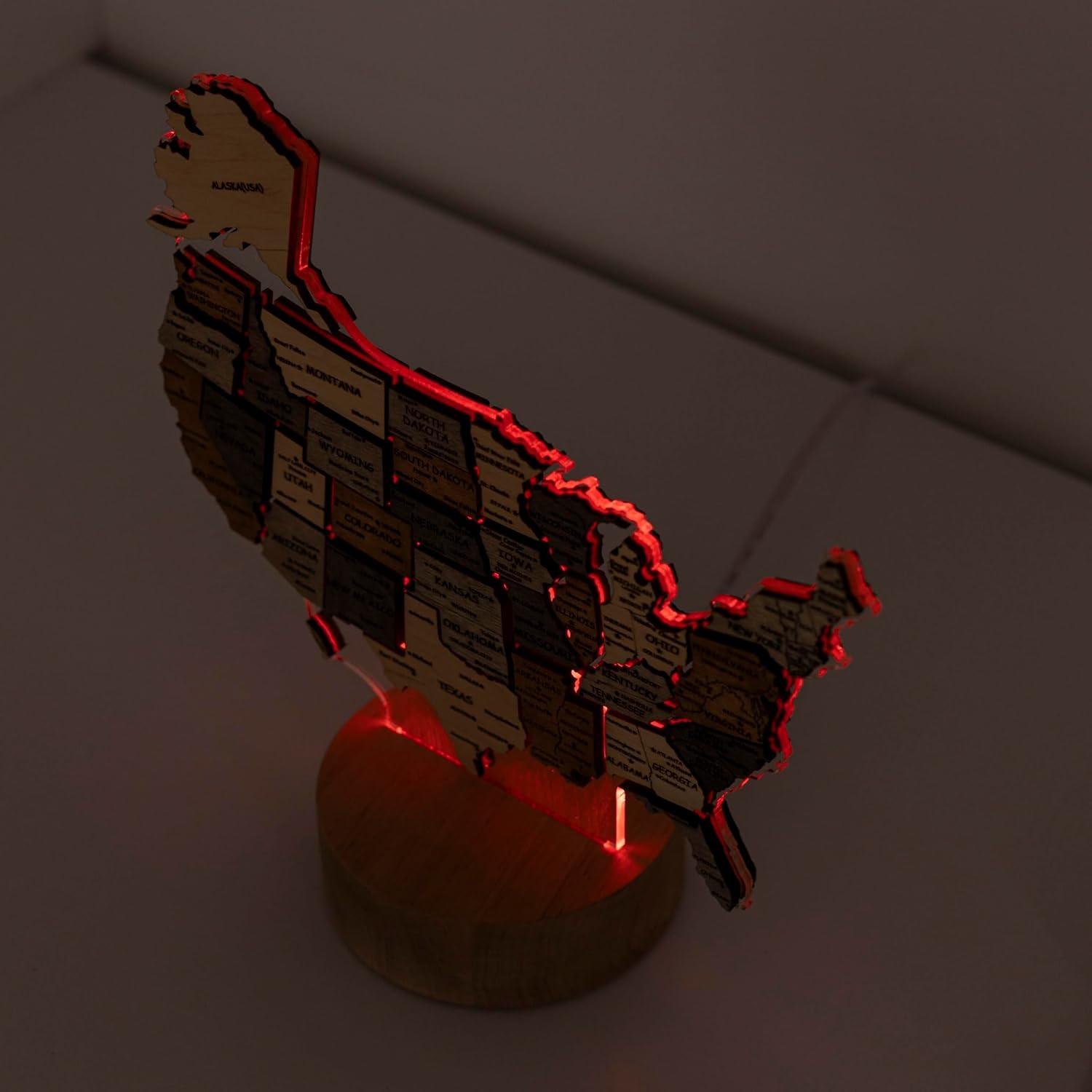 image:imageWooden USA Map Night Light with LED Handmade State Map Lamp Warm amp RGB Backlight Alder Wood amp Acrylic Engraved Decor Travel amp Patriotic Gift Bedroom Wall Light GeorgiaUSA