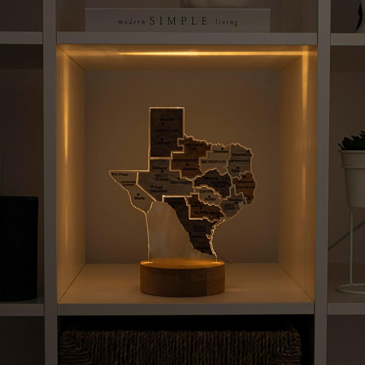 image:imageWooden USA Map Night Light with LED Handmade State Map Lamp Warm amp RGB Backlight Alder Wood amp Acrylic Engraved Decor Travel amp Patriotic Gift Bedroom Wall Light GeorgiaTexas