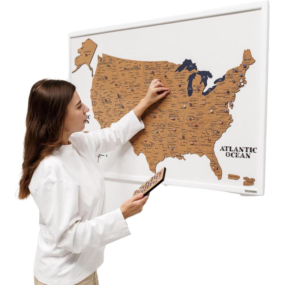 image:imageCork Map of United States  USA Map on Cork Board US Map for Travel Tracking  Wall Art Wood Prints Painting Decor Living Room Home Canvas Poster
