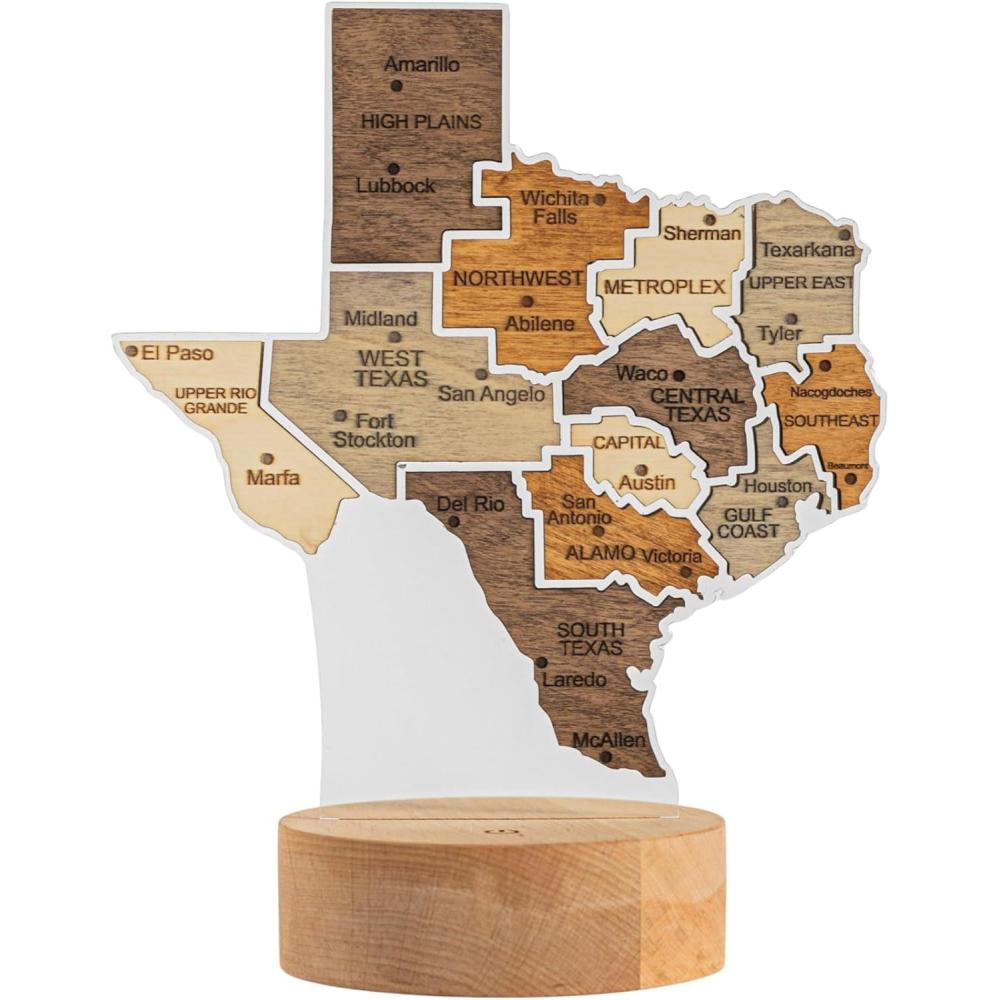 image:imageWooden USA Map Night Light with LED Handmade State Map Lamp Warm amp RGB Backlight Alder Wood amp Acrylic Engraved Decor Travel amp Patriotic Gift Bedroom Wall Light GeorgiaTexas