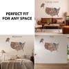 ENJOY THE WOOD Wooden USA Map Visited Places – 3D US States Map Travel Tracker Wooden Map Wall Decor – Mark Your Travels Map Wood Wall Art For Home & Kitchen or Office (With Roads, Small)(Dark Walnut)