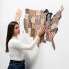 ENJOY THE WOOD Wooden USA Map Visited Places – 3D US States Map Travel Tracker Wooden Map Wall Decor – Mark Your Travels Map Wood Wall Art For Home & Kitchen or Office (With Roads, Small)(Smokey)