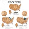 ENJOY THE WOOD Wooden USA Map Visited Places – 3D US States Map Travel Tracker Wooden Map Wall Decor – Mark Your Travels Map Wood Wall Art For Home & Kitchen or Office (With Roads, Small)(Oak)