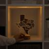 Wooden USA Map Night Light with LED – Handmade State Map Lamp, Warm & RGB Backlight, Alder Wood & Acrylic Engraved Decor, Travel & Patriotic Gift, Bedroom Wall Light (Georgia)(Texas)