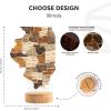 Wooden USA Map Night Light with LED – Handmade State Map Lamp, Warm & RGB Backlight, Alder Wood & Acrylic Engraved Decor, Travel & Patriotic Gift, Bedroom Wall Light (Georgia)(Illinois)