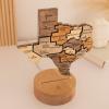 Wooden USA Map Night Light with LED – Handmade State Map Lamp, Warm & RGB Backlight, Alder Wood & Acrylic Engraved Decor, Travel & Patriotic Gift, Bedroom Wall Light (Georgia)(Texas)
