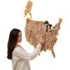 ENJOY THE WOOD 3D LED Wooden USA Map – US States Travel Tracker Wooden Lighting Wall Decor Push Pin Map United States – LED 3.0 Wood Mark Your Travels (Multicolor)(Gold)