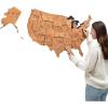ENJOY THE WOOD Wooden USA Map Visited Places – 3D US States Map Travel Tracker Wooden Map Wall Decor – Mark Your Travels Map Wood Wall Art For Home & Kitchen or Office (With Roads, Small)(Oak)