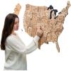 ENJOY THE WOOD Wooden USA Map Visited Places – 3D US States Map Travel Tracker Wooden Map Wall Decor – Mark Your Travels Map Wood Wall Art For Home & Kitchen or Office (With Roads, Small)(Gold)