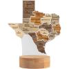 Wooden USA Map Night Light with LED – Handmade State Map Lamp, Warm & RGB Backlight, Alder Wood & Acrylic Engraved Decor, Travel & Patriotic Gift, Bedroom Wall Light (Georgia)(Texas)