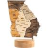 Wooden USA Map Night Light with LED – Handmade State Map Lamp, Warm & RGB Backlight, Alder Wood & Acrylic Engraved Decor, Travel & Patriotic Gift, Bedroom Wall Light (Georgia)(Georgia)