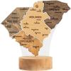 Wooden USA Map Night Light with LED – Handmade State Map Lamp, Warm & RGB Backlight, Alder Wood & Acrylic Engraved Decor, Travel & Patriotic Gift, Bedroom Wall Light (Georgia)(South Carolina)