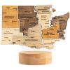 Wooden USA Map Night Light with LED – Handmade State Map Lamp, Warm & RGB Backlight, Alder Wood & Acrylic Engraved Decor, Travel & Patriotic Gift, Bedroom Wall Light (Georgia)(Washington)