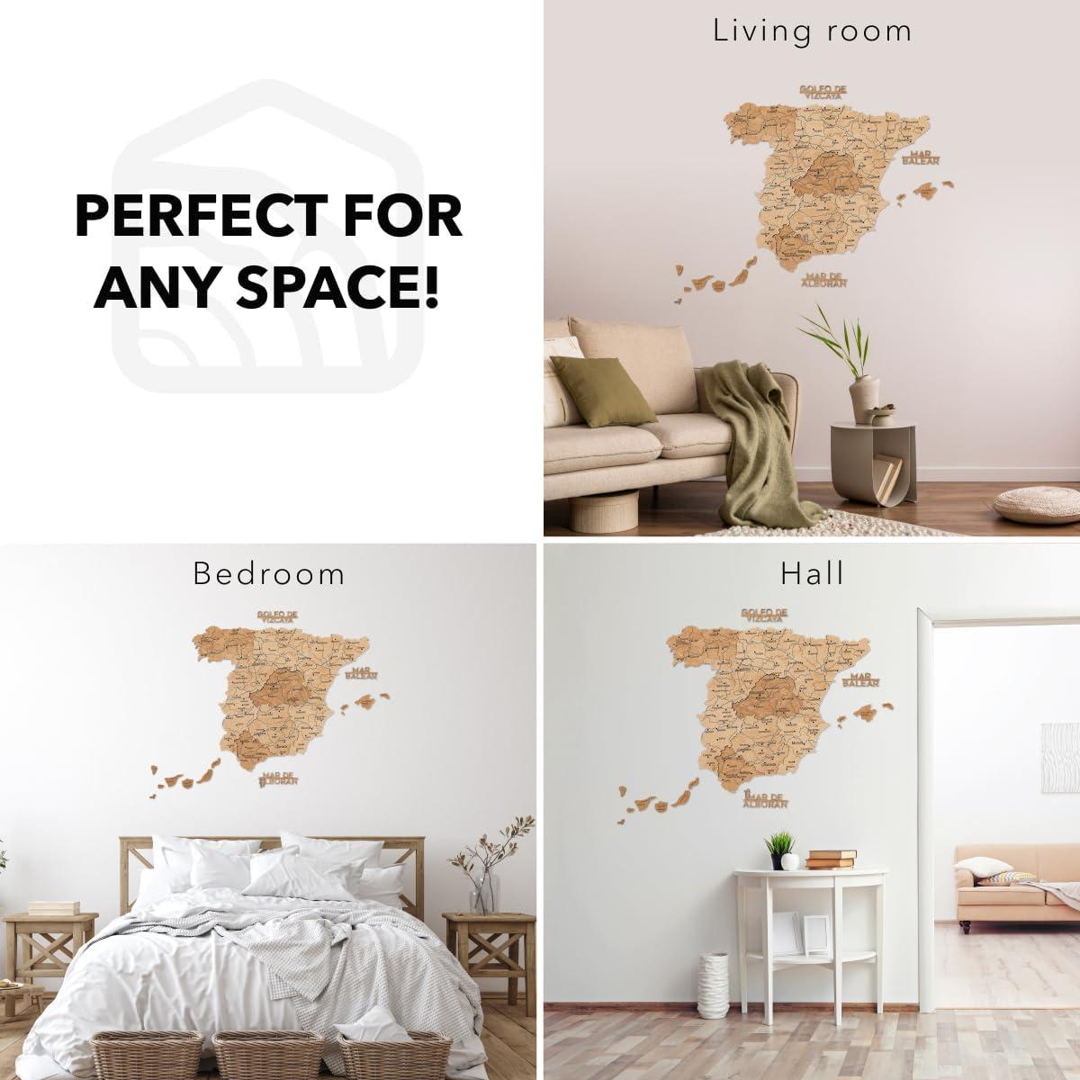 image:imageEnjoy The Wood 3D Wooden Spain Map for Wall Decor Handmade Wooden Wall Art Travel Map of Spain with Pins Any Occasion Gift Idea Unique Spain Dcor for Home or Office Terra S UnframedLight