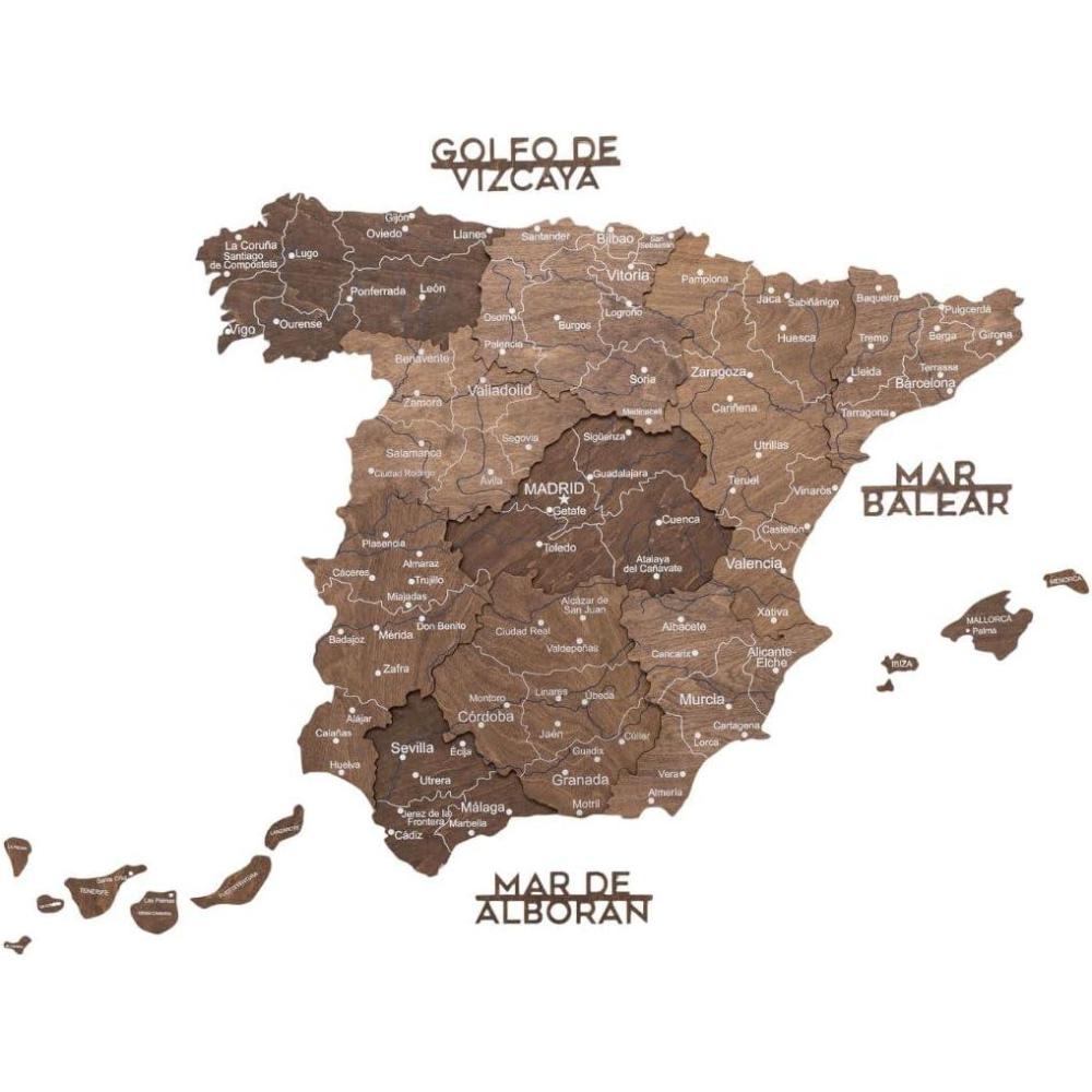 image:imageEnjoy The Wood 3D Wooden Spain Map for Wall Decor Handmade Wooden Wall Art Travel Map of Spain with Pins Any Occasion Gift Idea Unique Spain Dcor for Home or Office Terra S UnframedDark Walnut