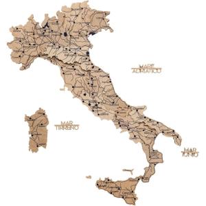 Enjoy The Wood 3D Wooden Italy Map for Wall Decor – Handmade Wooden Wall Art Travel Map of Italy with Pins – Unique Italy Décor for Home or Office – Gift for Travelers (Terra, Small, Unframed)(Light)