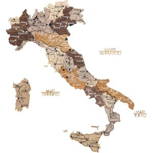 Enjoy The Wood 3D Wooden Italy Map for Wall Decor – Handmade Wooden Wall Art Travel Map of Italy with Pins – Unique Italy Décor for Home or Office – Gift for Travelers (Terra, Small, Unframed)(Multicolor)