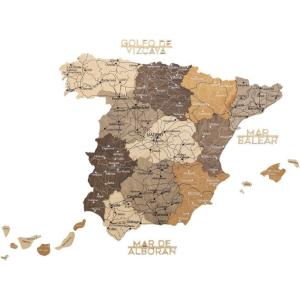 Enjoy The Wood 3D Wooden Spain Map for Wall Decor – Handmade Wooden Wall Art Travel Map of Spain with Pins – Any Occasion Gift Idea – Unique Spain Décor for Home or Office (Terra, S, Unframed)(Multicolor)