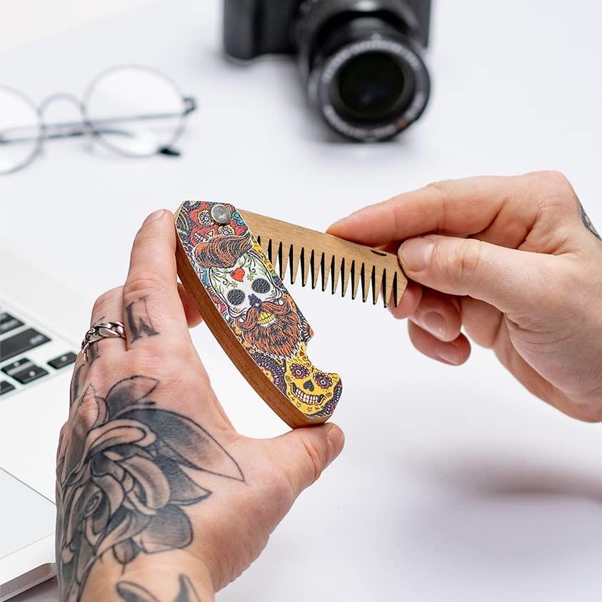 image:imageBeard Comb Handmade Gifts Anniversary Gift Wooden Brush Custom Comb Groomsmen Gift Hair Brush Pocket Brush Birthday Gift for Boyfriend Skull PatternSkull Gingerhead