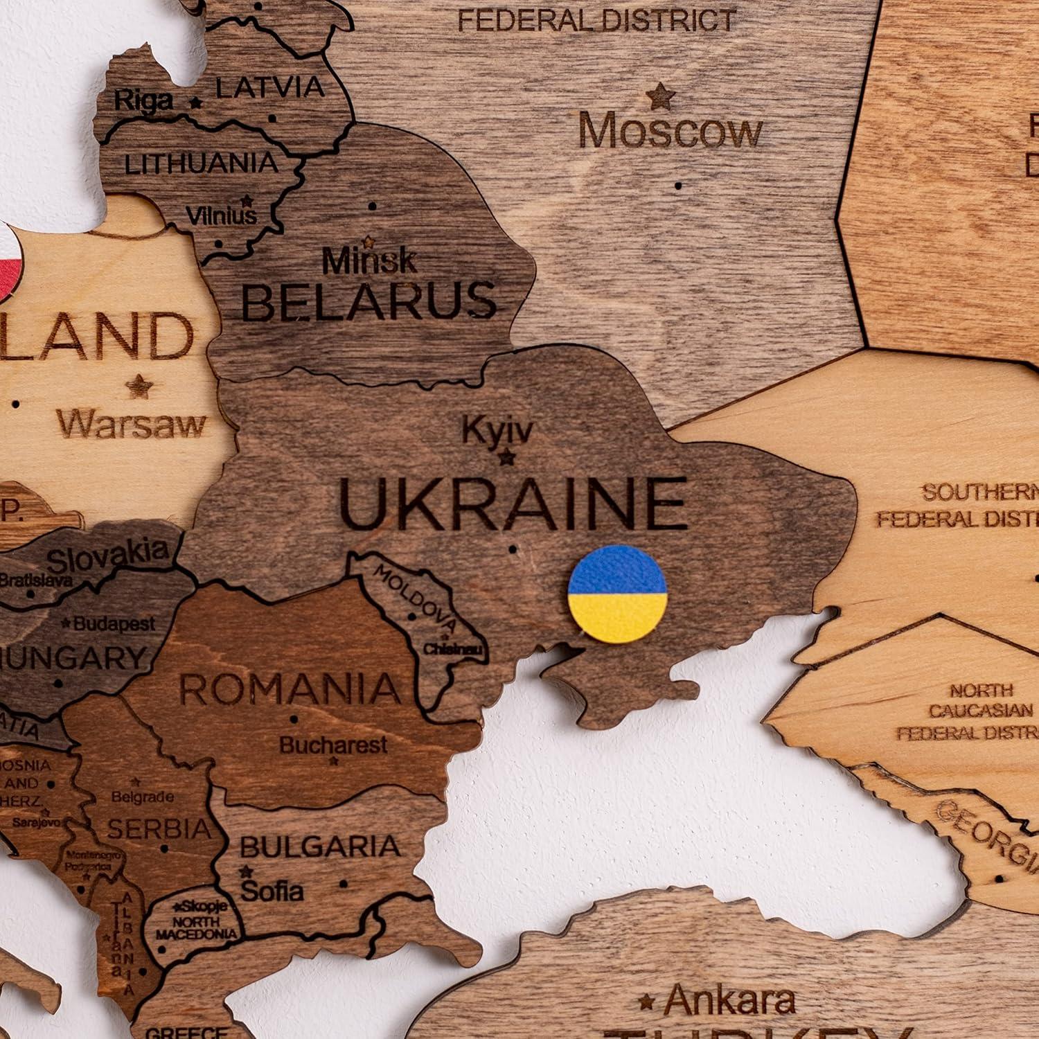 image:imageENJOY THE WOOD Flags of Europe EU Pins for Map Push Pins Travel Office School Pins Board Pins Gift Traveler Canvas Pins 3D Wood World Map