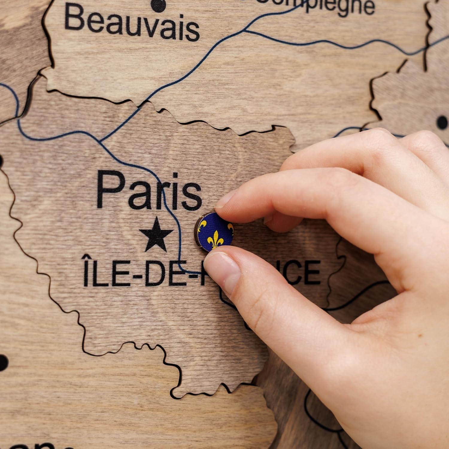 image:imageEnjoy The Wood France Travel Map with Pins 3D Wood Map of France Handcrafted 3D Wall Art Decor Wooden Wall Maps Perfect Office or Home Decor Gift for Travelers Light L UnframedTerra