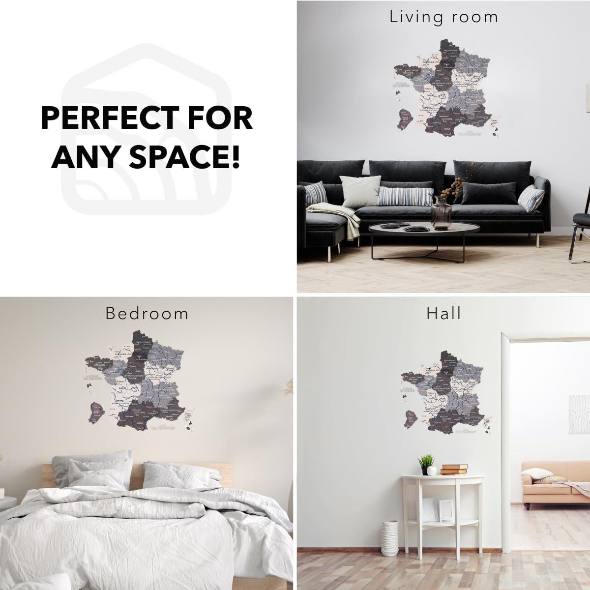 image:imageEnjoy The Wood France Travel Map with Pins 3D Wood Map of France Handcrafted 3D Wall Art Decor Wooden Wall Maps Perfect Office or Home Decor Gift for Travelers Light L UnframedNordik