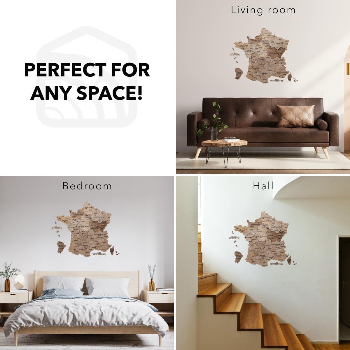 image:imageEnjoy The Wood France Travel Map with Pins 3D Wood Map of France Handcrafted 3D Wall Art Decor Wooden Wall Maps Perfect Office or Home Decor Gift for Travelers Light L UnframedTerra