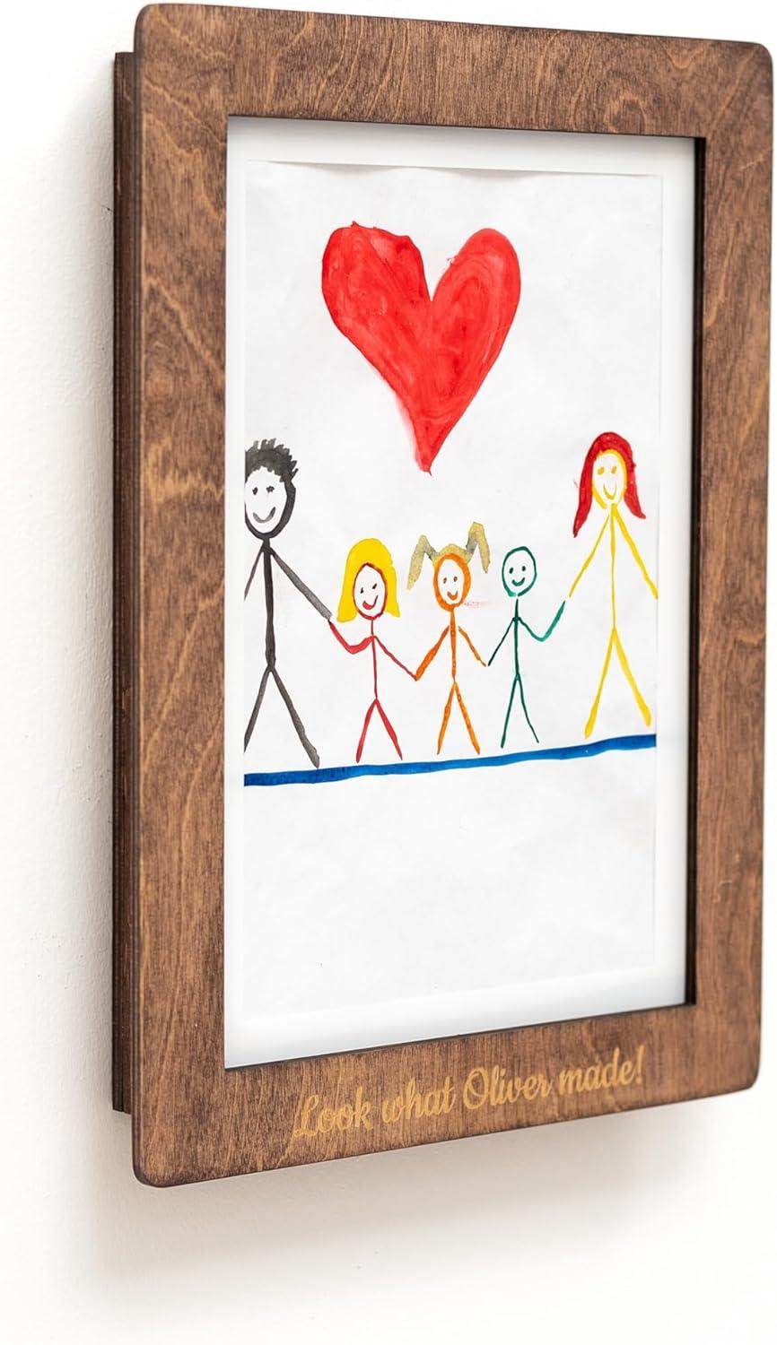 image:imageEnjoy The Wood Kids Art Display Frame Changeable Artwork Easy Change Picture Frames Front Opening Personalized Storage for Children Drawing Wooden Storages Pink FramePink