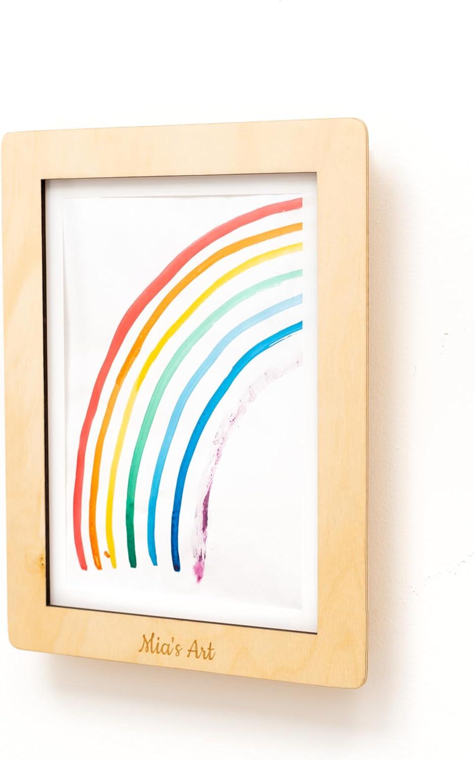 image:imageEnjoy The Wood Kids Art Display Frame Changeable Artwork Easy Change Picture Frames Front Opening Personalized Storage for Children Drawing Wooden Storages Pink FrameGreen