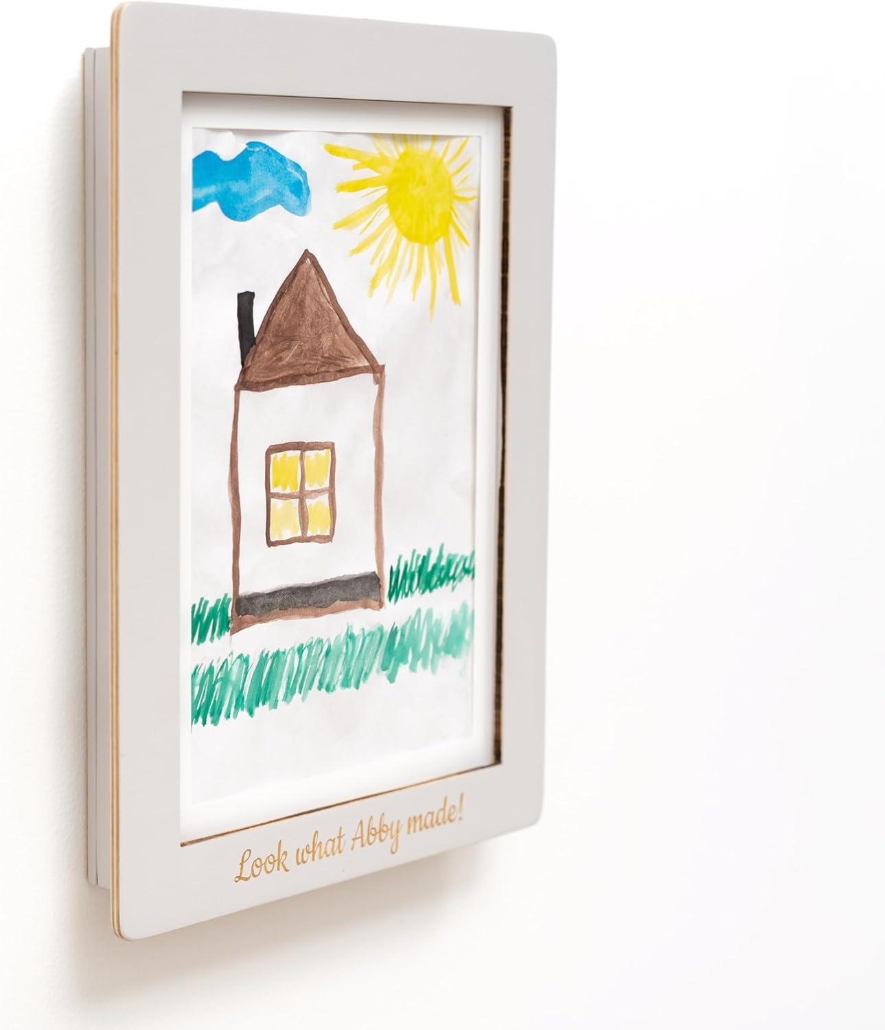 image:imageEnjoy The Wood Kids Art Display Frame Changeable Artwork Easy Change Picture Frames Front Opening Personalized Storage for Children Drawing Wooden Storages Pink FrameGreen