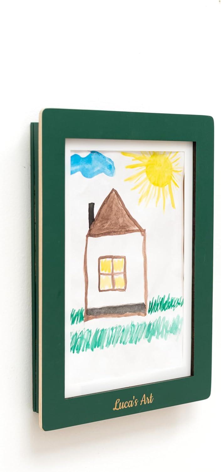 image:imageEnjoy The Wood Kids Art Display Frame Changeable Artwork Easy Change Picture Frames Front Opening Personalized Storage for Children Drawing Wooden Storages Pink FrameDark Walnut