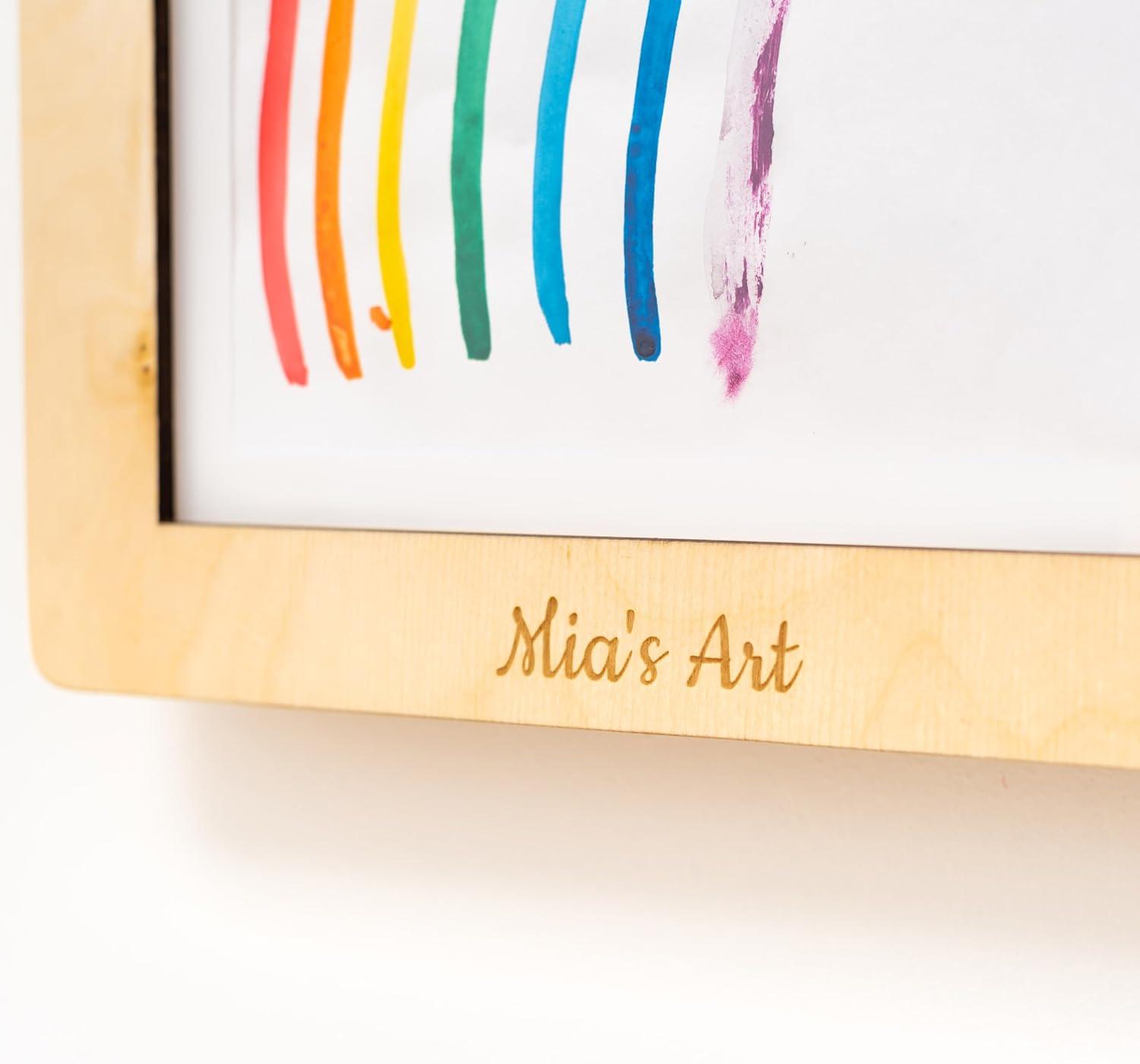 image:imageEnjoy The Wood Kids Art Display Frame Changeable Artwork Easy Change Picture Frames Front Opening Personalized Storage for Children Drawing Wooden Storages Pink FrameLight